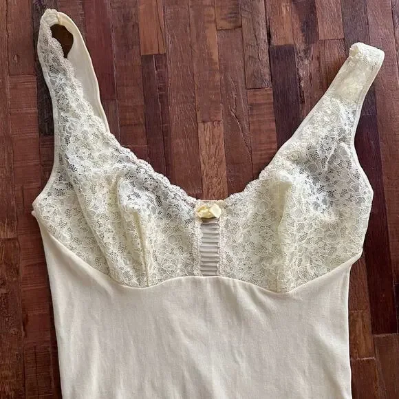 Vintage Yellow Lace Tank/Camisole, Slip Top, Stretchy - Mid Century - Picture 1 of 7